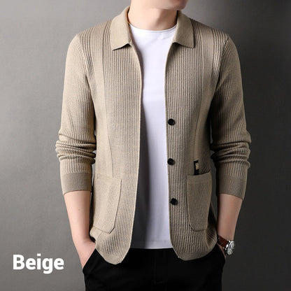 Nieuw product 49% korting 🔥Men's Lapel Knitted Long Sleeve Coat