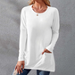 Dames Casual Lange Mouw T-shirt met Ronde Hals Zak